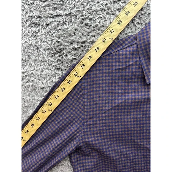 Dondup Cotton Plaid Button Up Long Sleeve Shirt Purple Mens Size L‎